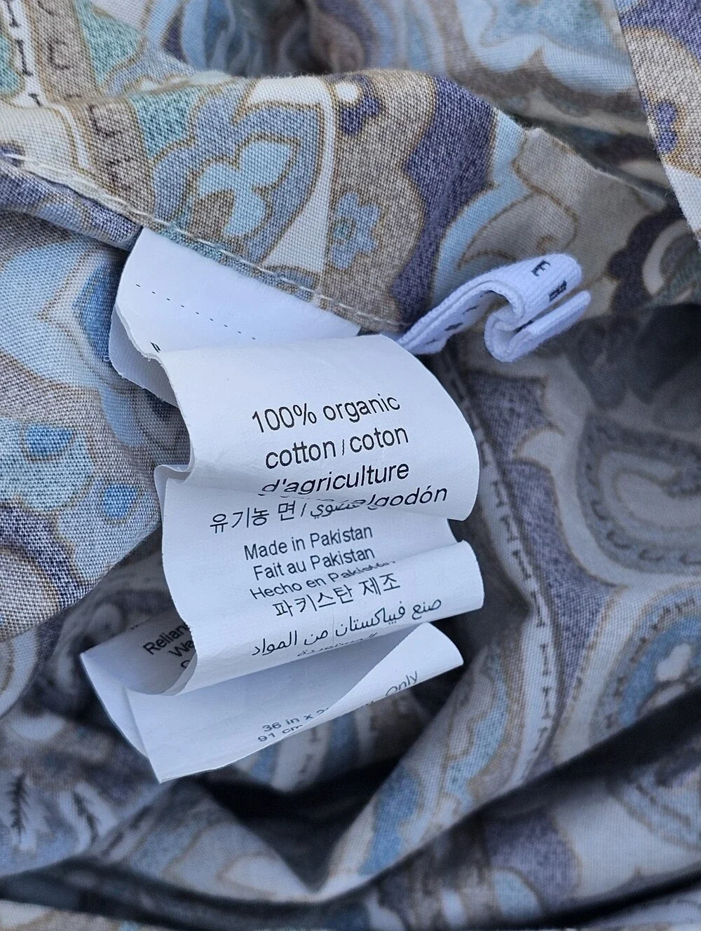 Pottery Barn McKenna Paisley Blue Organic Cotton King Sham Euro Quilted Set Read